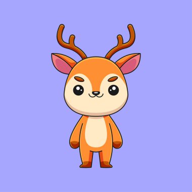 Sevimli geyik çizgi filmi karalama sanat el çizimi konsept vektör kawaii ikon illüstrasyonu