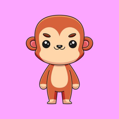 şirin maymun karikatür karalama sanat el çizimi konsept vektör kawaii ikon illüstrasyonu