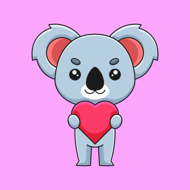 Sevimli koala aşk yuvası karalama sanat el çizimi konsept vektör kawaii ikon illüstrasyonu