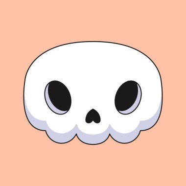 şirin kafatası karikatür karikatür sanat el çizimi konsept vektör kawaii simge illüstrasyonu