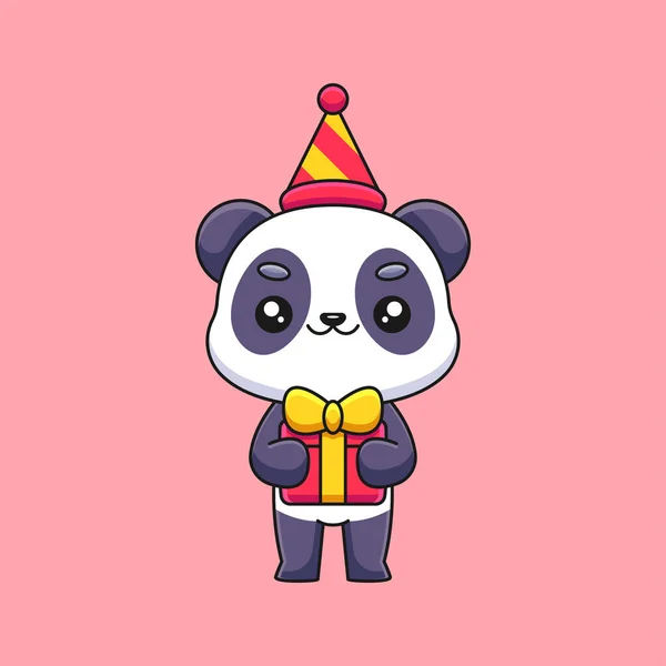 Aranyos Születésnap Panda Rajzfilm Kabala Firka Művészet Kézzel Rajzolt Fogalom — Stock Vector