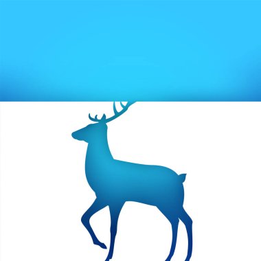 Modern kağıt kesiminde geyik silueti. Tatil soyut geçmişi. Minimalist noel sanat kompozisyonu. Pankart, kapak için şablon tasarımı. Vektör çizgi film illüstrasyonu.