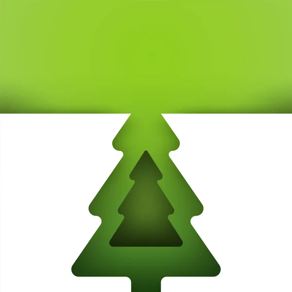 Silhouette Albero Natale Verde Stile Moderno Taglio Carta Vacanza Sfondo — Vettoriale Stock