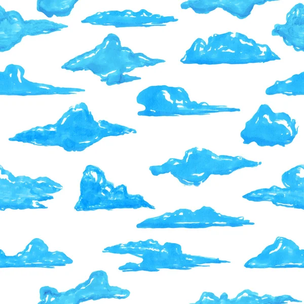 Dibujos Animados Patrón Sin Costura Bocetos Nubes Azules Ilustración Fondo —  Fotos de Stock