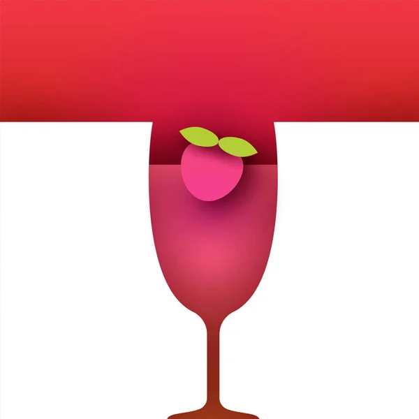 Silhouette Abstraite Verre Avec Cocktail Jus Dans Style Plat Géométrique — Image vectorielle