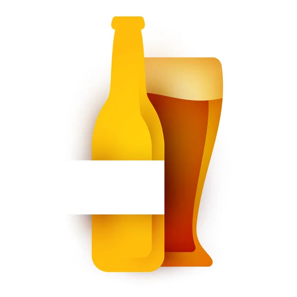 Garrafa Cerveja Caneca Estilo Geométrico Moderno Isolado Fundo Branco Elemento — Vetor de Stock
