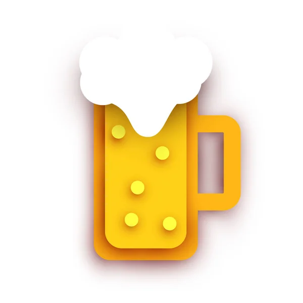 現代の幾何学的なスタイルのビールマグカップ ミニマルな紙カットデザイン要素 イベント 背景をブランディングするためのテンプレート ベクターイラスト — ストックベクタ