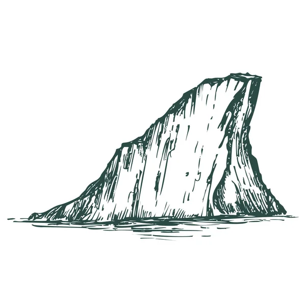 Iceberg Ilustração Vetorial Estilo Gravado Esboço Monocromático Isolado Sobre Fundo —  Vetores de Stock