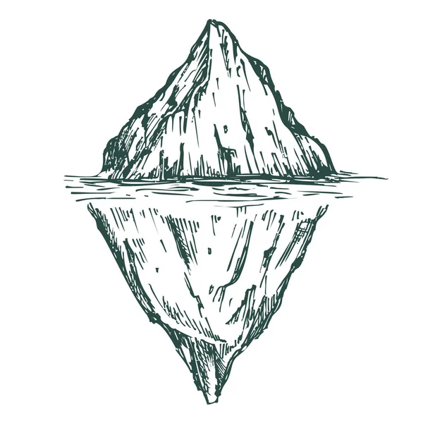 Ilustrasi Vektor Gunung Dalam Sketsa Monokrom Gaya Terukir Terisolasi Pada - Stok Vektor