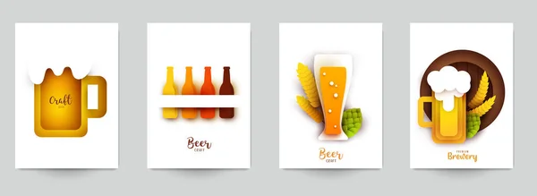 Setzen Sie Hintergrundvorlagen Für Bierbanner Flyer Karten Poster Modernen Minimalistischen — Stockvektor