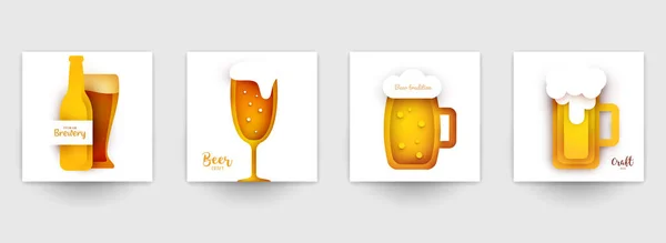 Conjunto Plantillas Fondo Para Pancarta Cerveza Volante Tarjeta Póster Estilo — Vector de stock