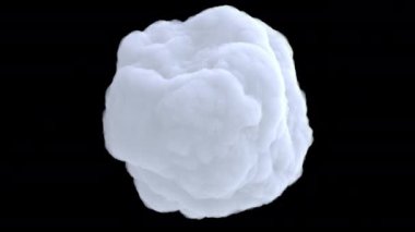 Beyaz bulut alfa kanallı siyah arkaplanda izole edildi. Modern stop motion stilinde gerçekçi 3D sanat öğesi. Asgari soyut grafik tasarımı. Moda döngüsü çizgi film animasyonu.