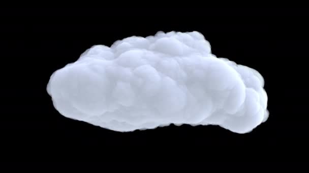 Біла Хмара Ізольована Чорному Тлі Альфа Каналом Реалістичний Елемент Мистецтва — стокове відео
