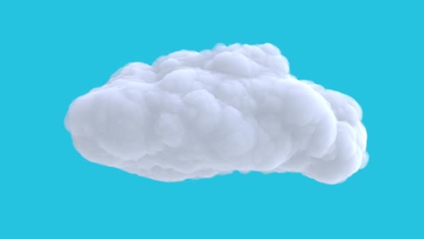 Nube Blanca Aislada Sobre Fondo Azul Realista Elemento Arte Estilo — Vídeos de Stock