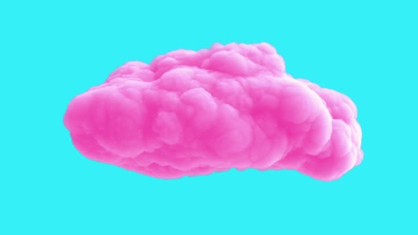Nuvola Rosa Isolata Sfondo Blu Elemento Arte Realistico Stile Stop — Video Stock