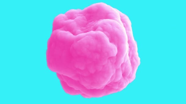 Ροζ Σύννεφο Απομονωμένο Μπλε Φόντο Ρεαλιστικό Τρισδιάστατο Καλλιτεχνικό Στοιχείο Μοντέρνο — Αρχείο Βίντεο