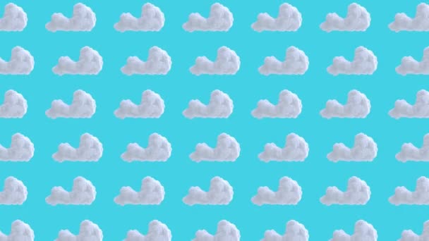 Fondo Lazo Sin Costuras Con Nubes Blancas Aisladas Color Azul — Vídeos de Stock