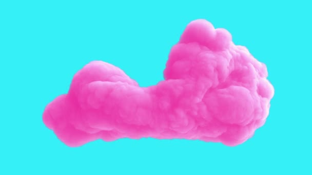 Ροζ Σύννεφο Απομονωμένο Μπλε Φόντο Ρεαλιστικό Τρισδιάστατο Καλλιτεχνικό Στοιχείο Μοντέρνο — Αρχείο Βίντεο