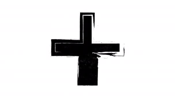 Abstract Grunge Dirty Monochrome Cross Shape White Background Scratched Damaged — Stock Video