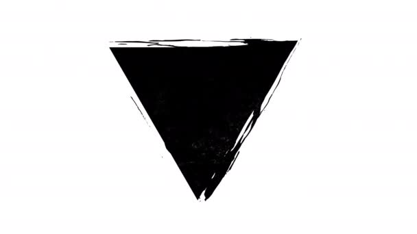 Αφηρημένο Grunge Βρώμικο Μονόχρωμο Τρίγωνο Σχήμα Λευκό Φόντο Ξυστό Κατεστραμμένο — Αρχείο Βίντεο