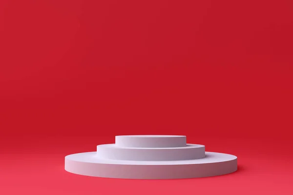 円形のカラフルな台座や表彰台 創造的な最小限の概念設計 プレゼンテーションテンプレートのための抽象現代美術イラスト 現実的な3Dレンダリング — ストック写真