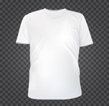 Realistic white t-shirt base cloth isolated on transparent background. Blank mockup for branding man or woman fashion. Design casual template. 3d vector illustration.