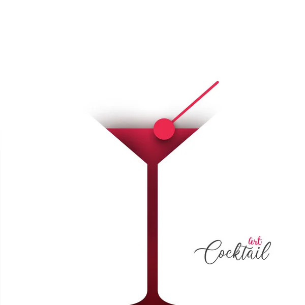 Cocktail Juice Silhouette Trendy Minimalistic Geometric Paper Cut Style Abstract — стоковый вектор