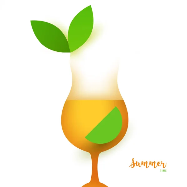 Cocktail Juice Silhouette Trendy Minimalistic Geometric Paper Cut Style Abstract — Vetor de Stock