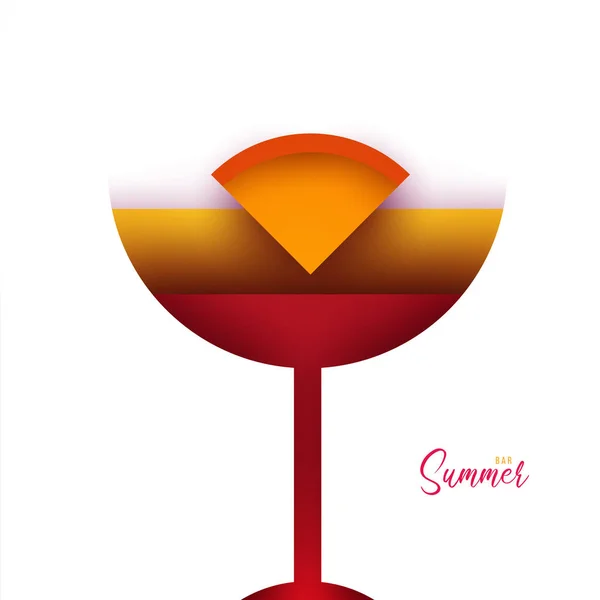 Cocktail Juice Silhouette Trendy Minimalistic Geometric Paper Cut Style Abstract — стоковый вектор