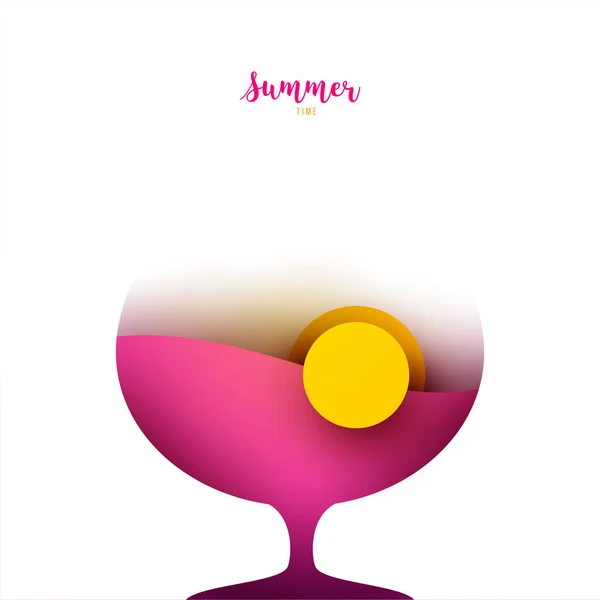 Cocktail Juice Silhouette Trendy Minimalistic Geometric Paper Cut Style Abstract — Archivo Imágenes Vectoriales