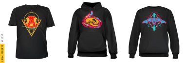 Kafatası hayvan izi. Sade arka planda gerçekçi tişört, sweatshirt ve kapüşonlu giysi ayarlayın. Erkek ya da kadın modası için bir model. Sıradan bir şablon tasarla. 3d vektör illüstrasyonu.