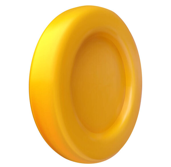 3d векторная золотая монета, выделенная на белом фоне. Милые желтые деньги. Мягкий глянцевый символ игры, банковского дела. Современный значок минимального финансирования.