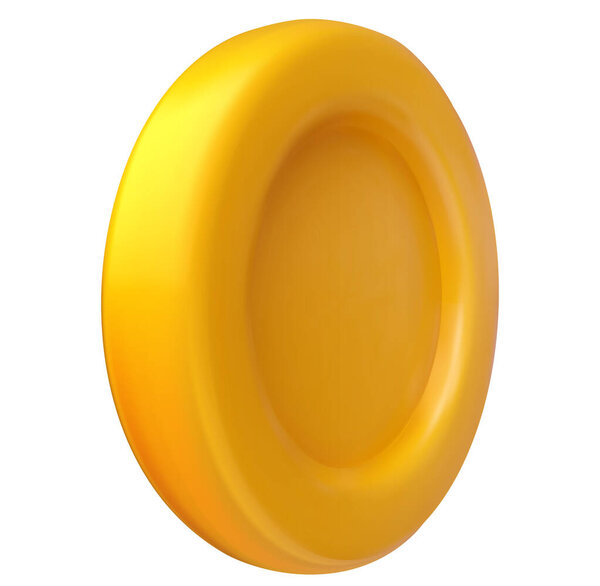 3d векторная золотая монета, выделенная на белом фоне. Милые желтые деньги. Мягкий глянцевый символ игры, банковского дела. Современный значок минимального финансирования.