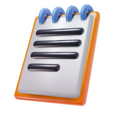 3d cartoon plastic glossy clipboard isolated on white background. Realistic cute vector illustration. Minimalistic stylised element. Concept design for business, game project.