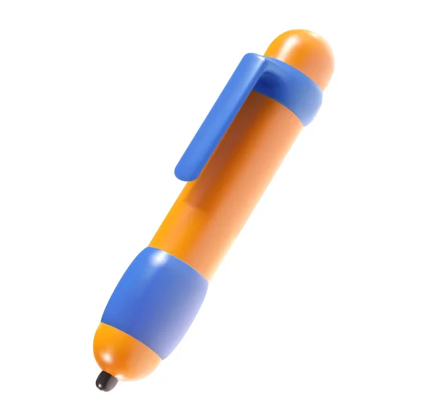 Cartoon Plastic Glossy Color Pen Isolated White Background Realistic Cute — Stockový vektor