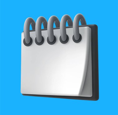 3d cartoon calendar in realistic minimal plastic style isolated on color background. Design element for event, planning, reminder. Modern vector illustration.