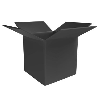 3D gerçekçi açık siyah karton paket beyaz arka planda izole edildi. Damgalamak için şablon boş. Kağıt ya da karton kutu. Basit moda tasarım unsuru. Vektör illüstrasyonu.