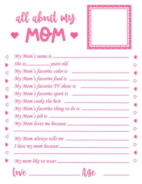 Annemin çalışma çizelgesi hakkında her şeyi. Anneler Günü Çocuklar Etkinlik Anketi. Anneler günü hediyesi. 