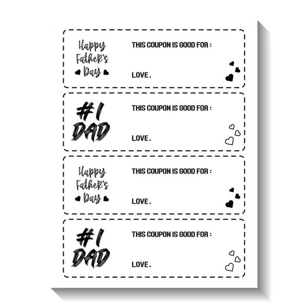 Father Day Coupon Book Printable Template Gift Dad Daddy Gift — Stok Vektör