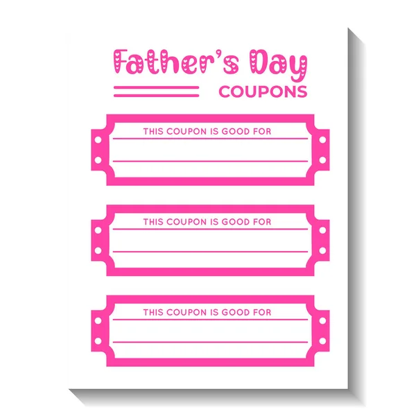 Father Day Coupon Book Printable Template Gift Dad Daddy Gift — Stock Vector