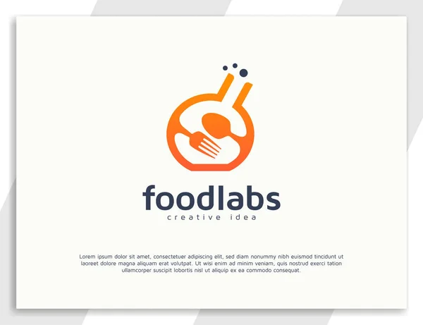 Projeto Logotipo Laboratório Alimentos Com Colher Garfo —  Vetores de Stock