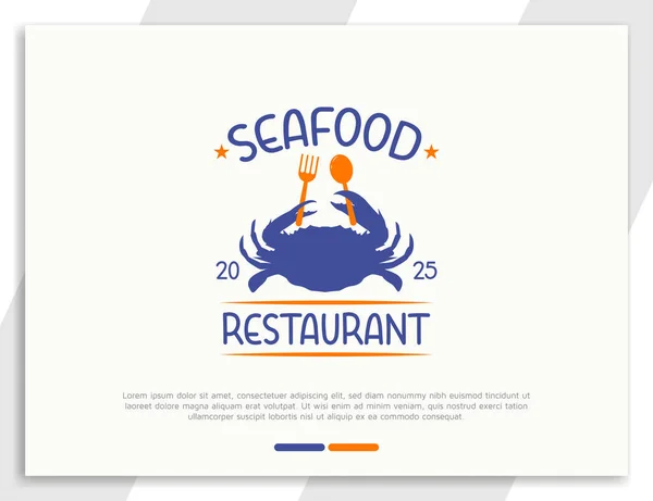 新鲜海鲜标志与螃蟹保持勺子和叉子插图 — 图库矢量图片