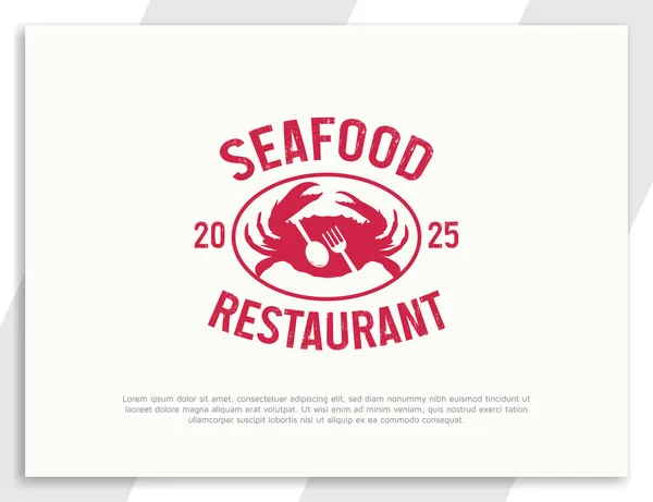 附有螃蟹图解的老式海鲜餐厅标志 — 图库矢量图片