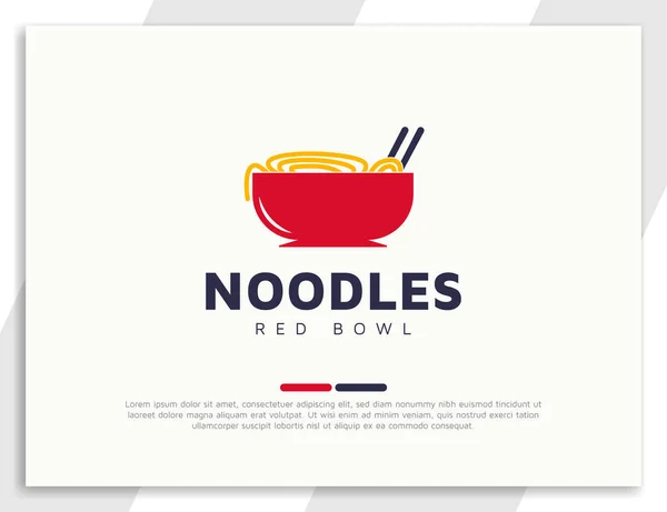 Düz kırmızı kase erişte, yemek logosu çizimi.