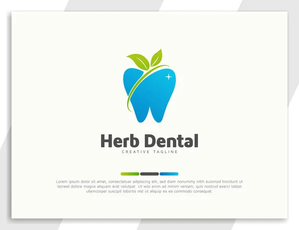 Logotipo Cuidados Dentários Com Folhas Ilustração —  Vetores de Stock