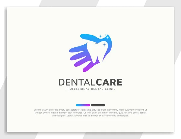 Logo Voor Tandverzorging Met Illustratie Van Hand — Stockvector