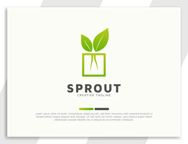 Planta Broto Com Folhas Logotipo Agricultura Plana Raiz —  Vetores de Stock