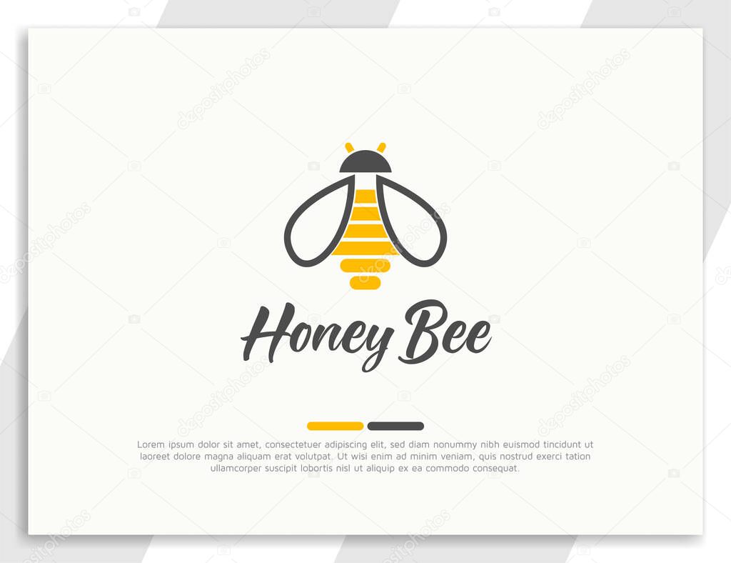 Honey bee and hive logo illustration