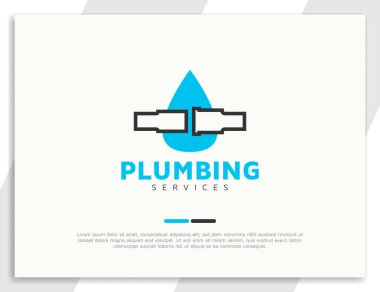 Su damlası ile düz tesisat logosu tasarımı şablonu