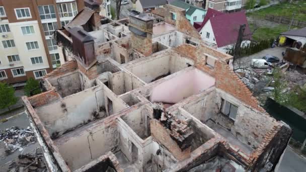 Irpin Ukraine May 2022 Війна Україні Фасад Будинку Після Обстрілу — стокове відео